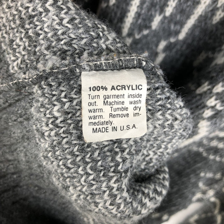 LE TIGRE all-over print acrylic knit sweater, made in USA, men's size L equivalent, vintage. acrylic gray type Vintage Second Hand