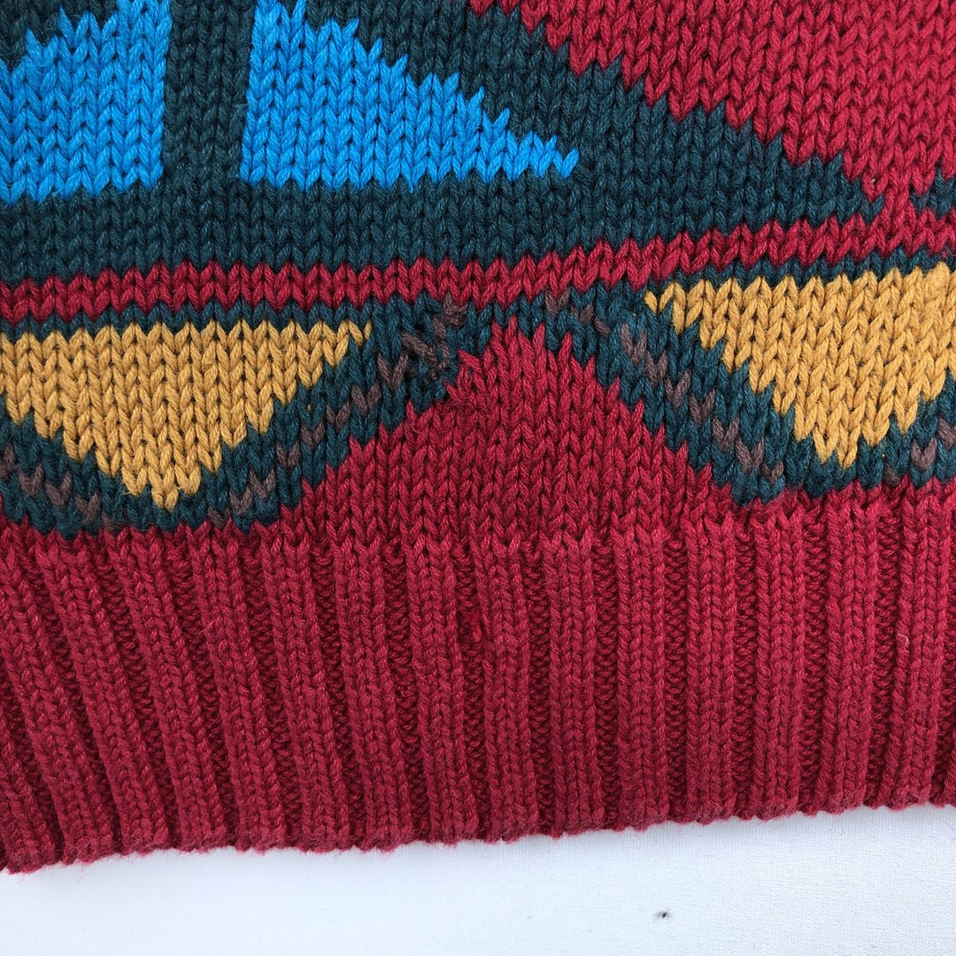 1980'S Woolrich Native Pattern Cotton x Ramie Knit Sweater, Men's Size L (approx.), Vintage Lamy red type Vintage Second Hand