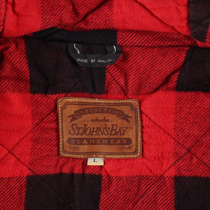 St. John's Bay Padded Parka Puffer Jacket, Men's Size L (approx.) cotton navy blue type Vintage Second Hand