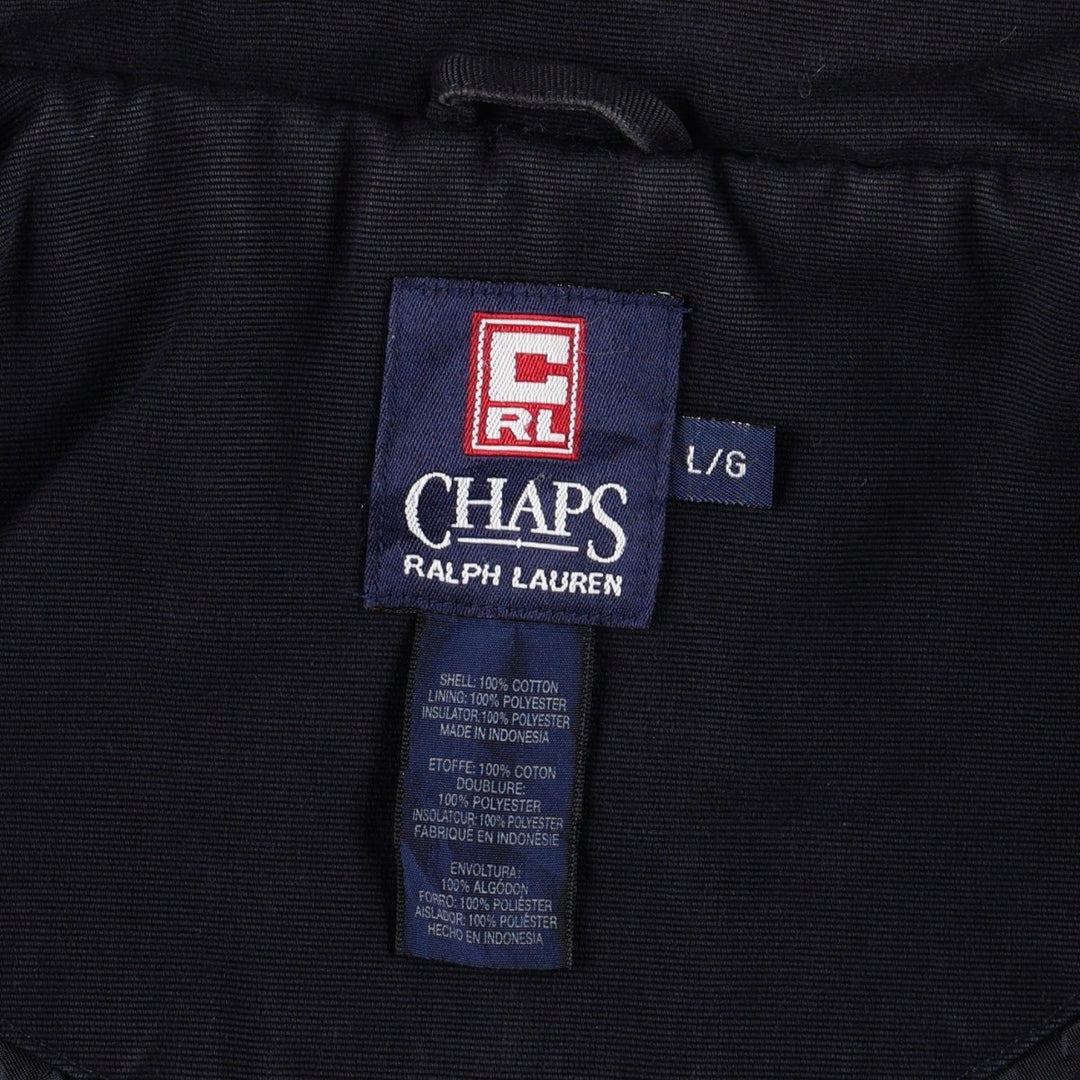 Ralph Lauren CHAPS padded puffer jacket, men's size L cotton navy blue type Vintage Second Hand