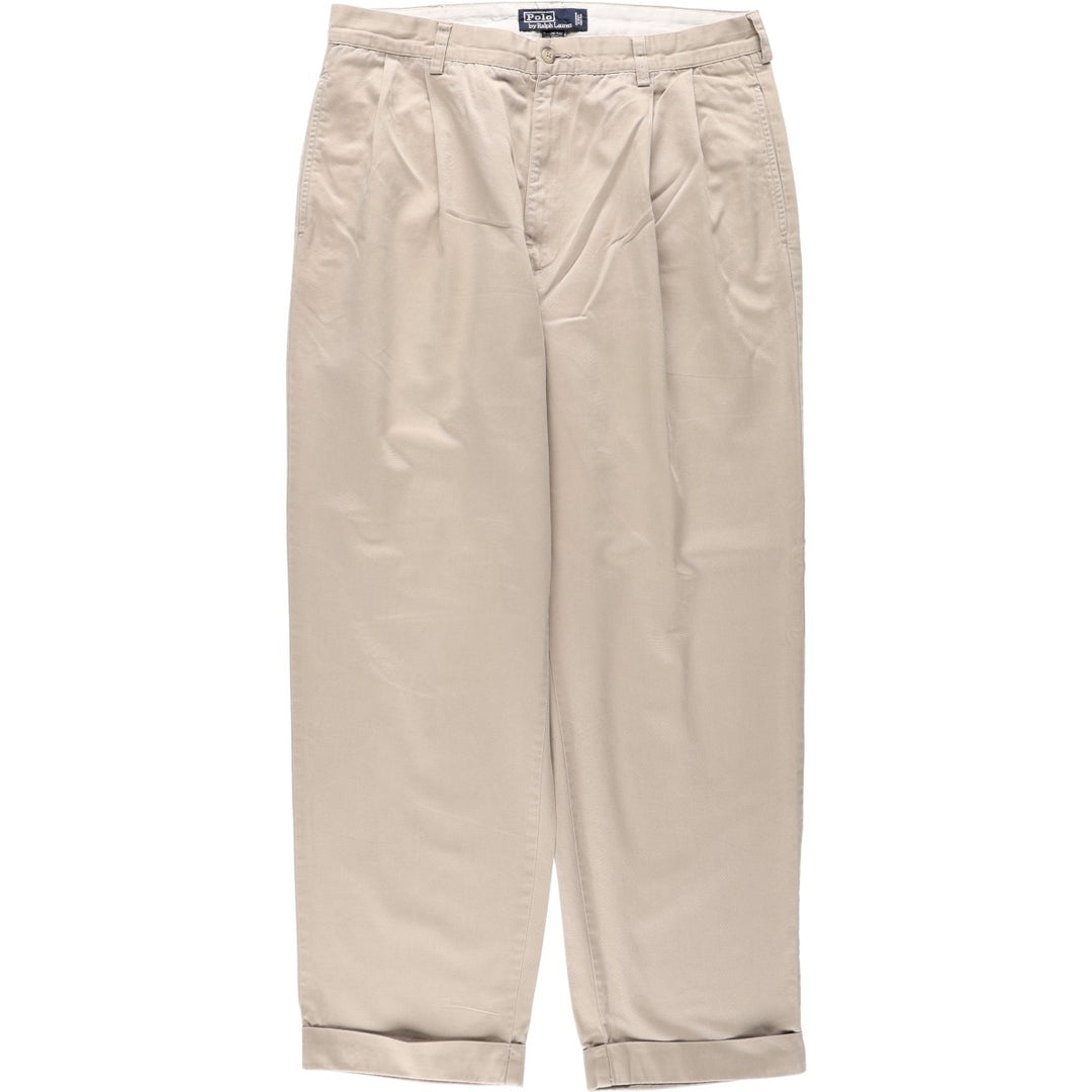 Ralph Lauren POLO by Ralph Lauren HAMMOND PANT, two-pleat chino pants, men's w36 equivalent cotton Beige type Vintage Second Hand