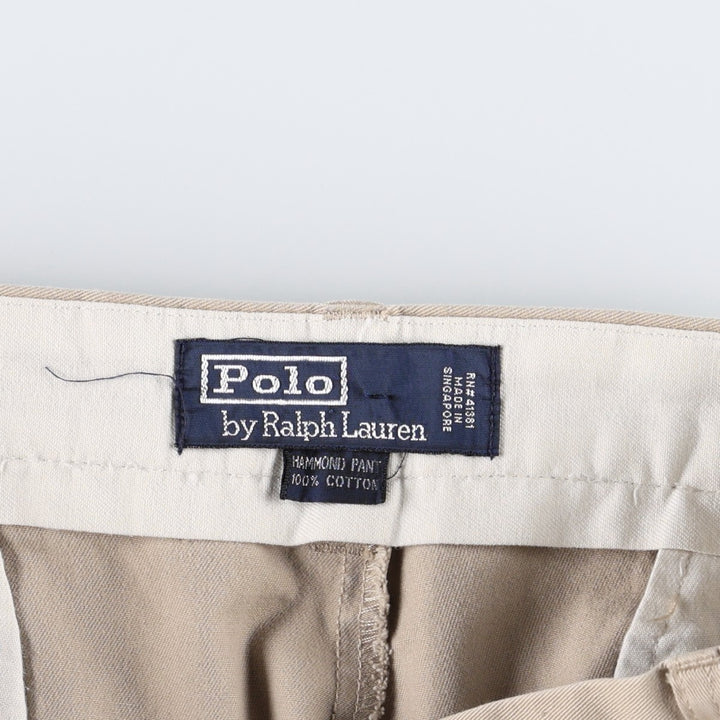 Ralph Lauren POLO by Ralph Lauren HAMMOND PANT, two-pleat chino pants, men's w36 equivalent cotton Beige type Vintage Second Hand