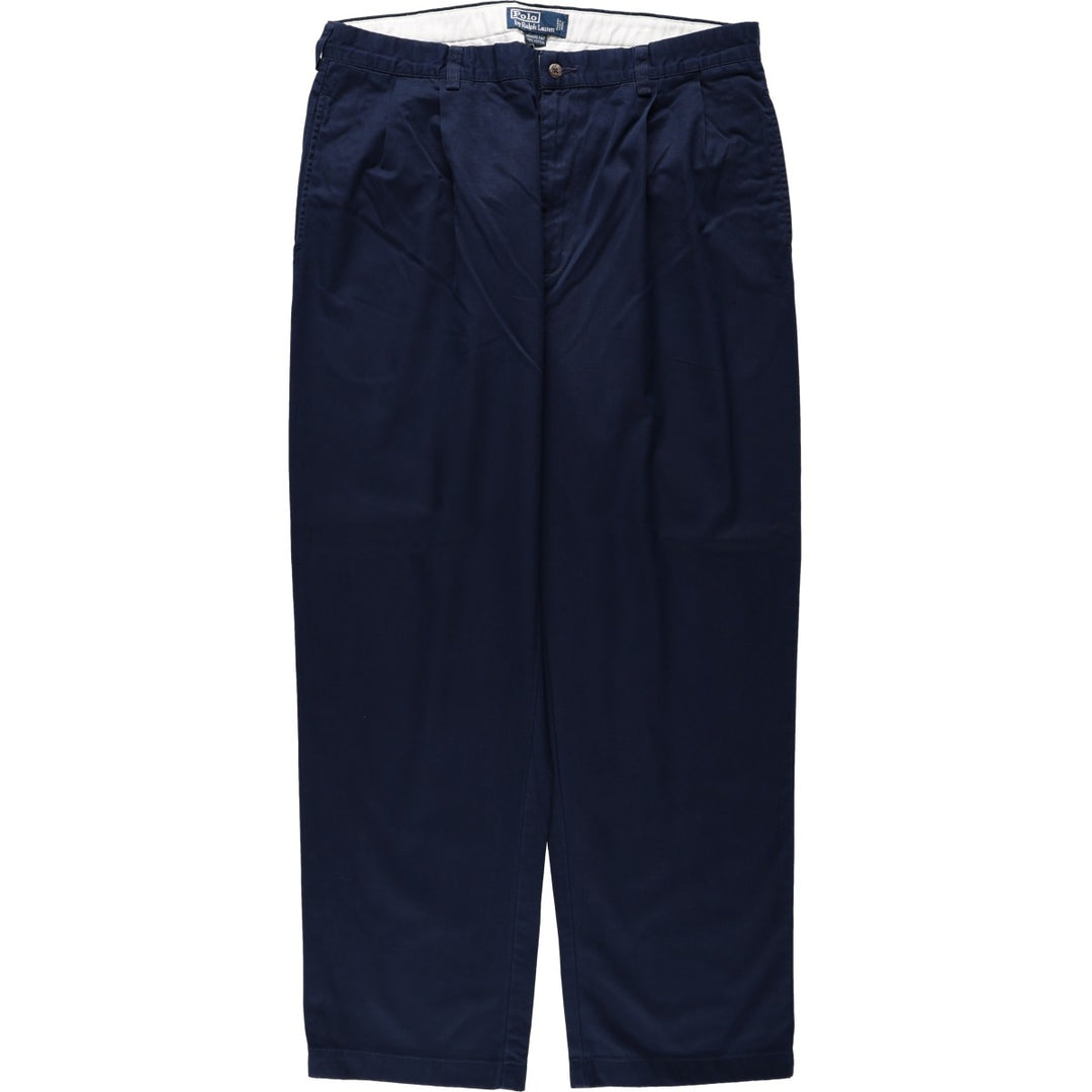 Ralph Lauren POLO by Ralph Lauren HAMMOND PANT, two-pleat chino pants, men's w36 equivalent cotton Navy blue Vintage Second Hand