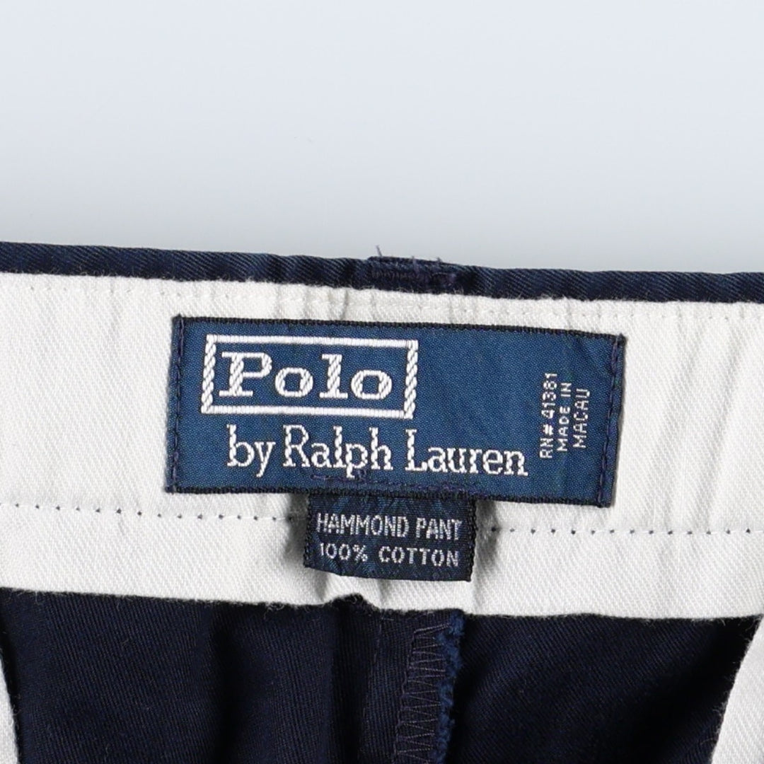 Ralph Lauren POLO by Ralph Lauren HAMMOND PANT, two-pleat chino pants, men's w36 equivalent cotton Navy blue Vintage Second Hand