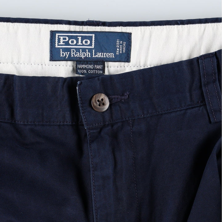 Ralph Lauren POLO by Ralph Lauren HAMMOND PANT, two-pleat chino pants, men's w36 equivalent cotton Navy blue Vintage Second Hand