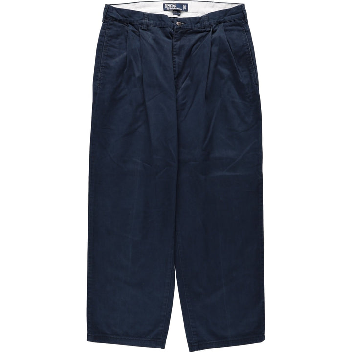 Ralph Lauren POLO by Ralph Lauren HAMMOND PANT, two-pleat chino pants, men's, w34 equivalent cotton Navy blue Vintage Second Hand