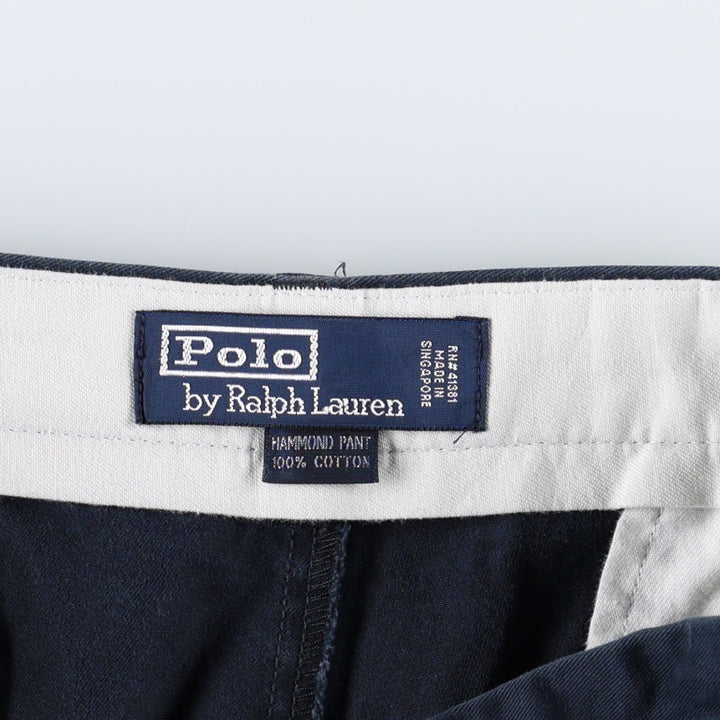 Ralph Lauren POLO by Ralph Lauren HAMMOND PANT, two-pleat chino pants, men's, w34 equivalent cotton Navy blue Vintage Second Hand