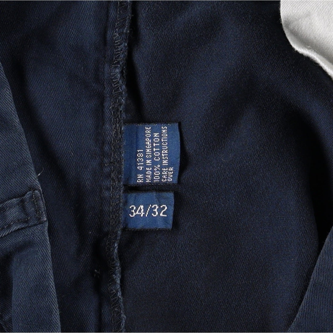 Ralph Lauren POLO by Ralph Lauren HAMMOND PANT, two-pleat chino pants, men's, w34 equivalent cotton Navy blue Vintage Second Hand
