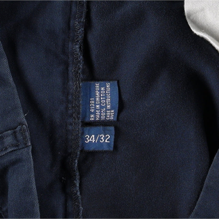 Ralph Lauren POLO by Ralph Lauren HAMMOND PANT, two-pleat chino pants, men's, w34 equivalent cotton Navy blue Vintage Second Hand