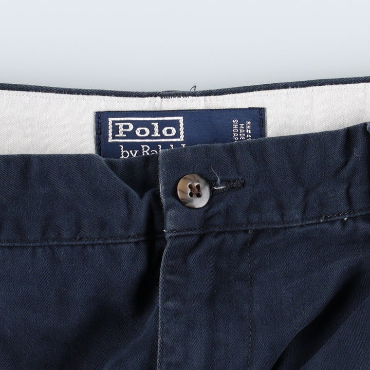 Ralph Lauren POLO by Ralph Lauren HAMMOND PANT, two-pleat chino pants, men's, w34 equivalent cotton Navy blue Vintage Second Hand