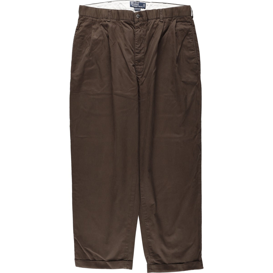 Ralph Lauren Polo Ralph Lauren HAMMOND PANT Two-pleat Chino Pants Men's W36 (approx.) cotton dark chocolate Vintage Second Hand