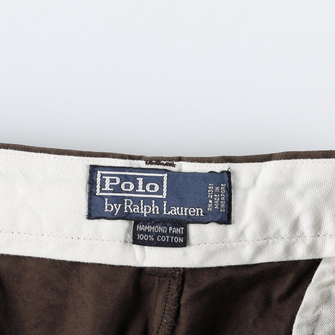 Ralph Lauren Polo Ralph Lauren HAMMOND PANT Two-pleat Chino Pants Men's W36 (approx.) cotton dark chocolate Vintage Second Hand