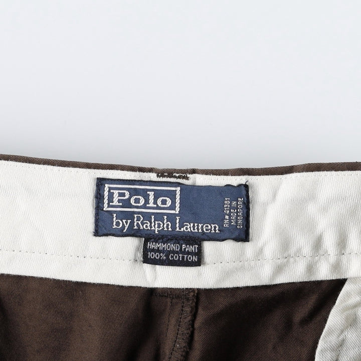 Ralph Lauren Polo Ralph Lauren HAMMOND PANT Two-pleat Chino Pants Men's W36 (approx.) cotton dark chocolate Vintage Second Hand