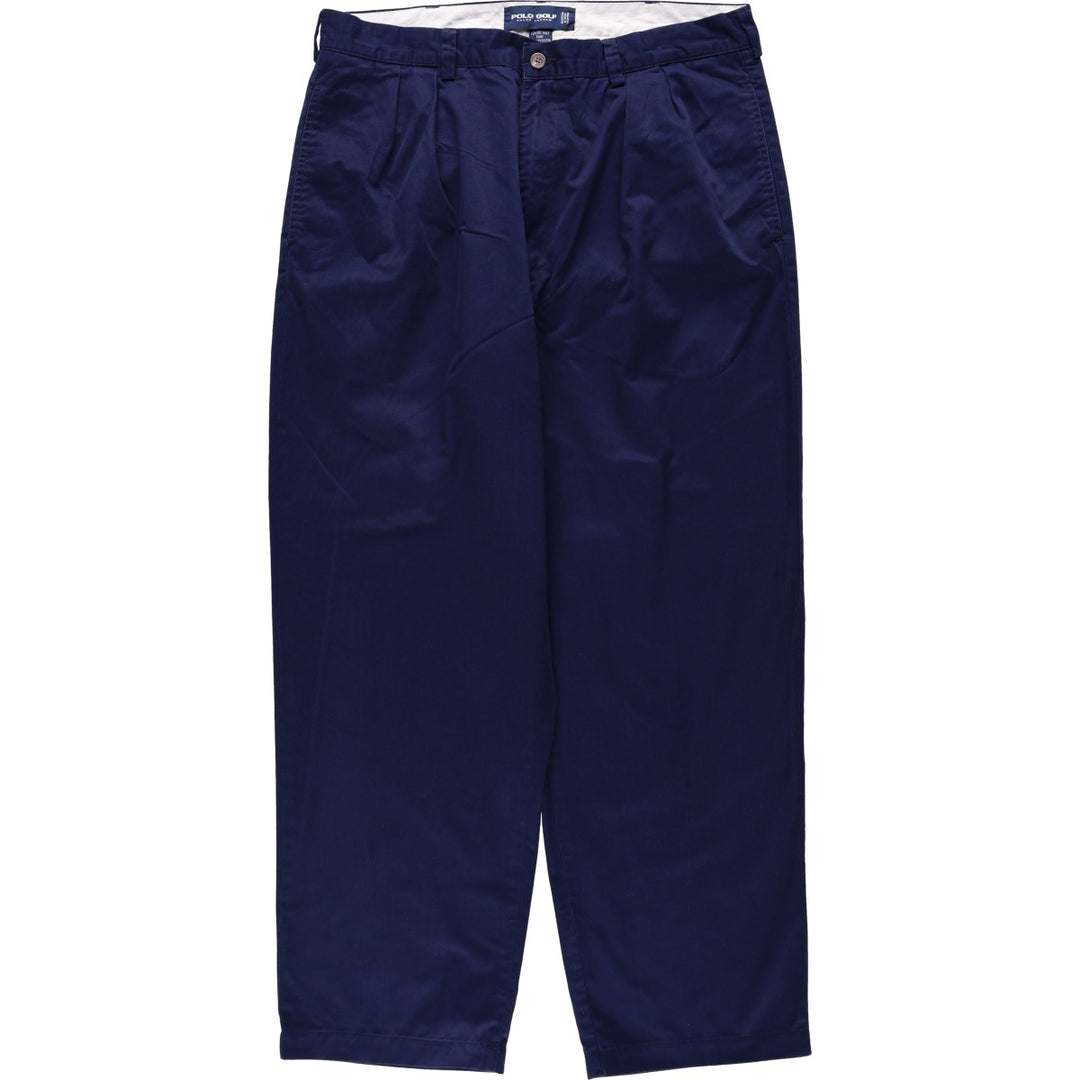 Ralph Lauren POLO by Ralph Lauren CLASSIC GOLF PANT Two-pleat Chino Pants Men's W36 (approx.) cotton navy blue type Vintage Second Hand