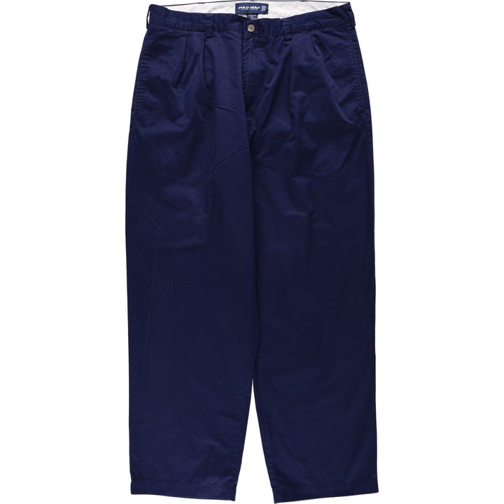 Ralph Lauren POLO by Ralph Lauren CLASSIC GOLF PANT Two-pleat Chino Pants Men's W36 (approx.) cotton navy blue type Vintage Second Hand