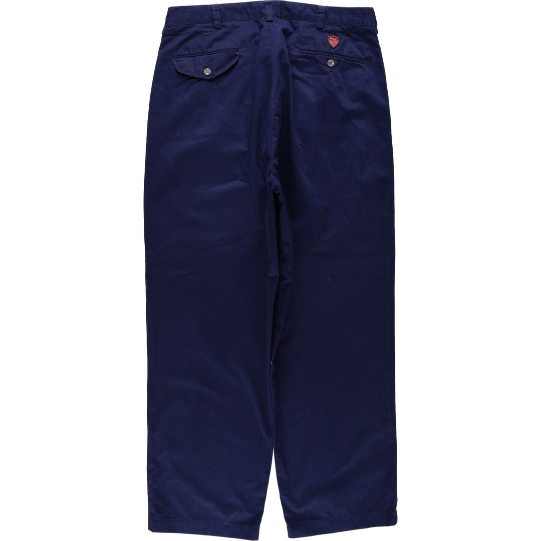 Ralph Lauren POLO by Ralph Lauren CLASSIC GOLF PANT Two-pleat Chino Pants Men's W36 (approx.) cotton navy blue type Vintage Second Hand