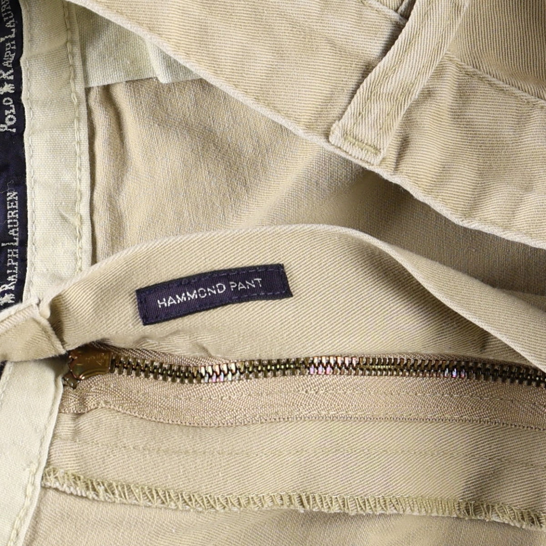 Ralph Lauren POLO by Ralph Lauren HAMMOND PANT, two-pleat chino pants, men's w35 equivalent cotton Beige type Vintage Second Hand