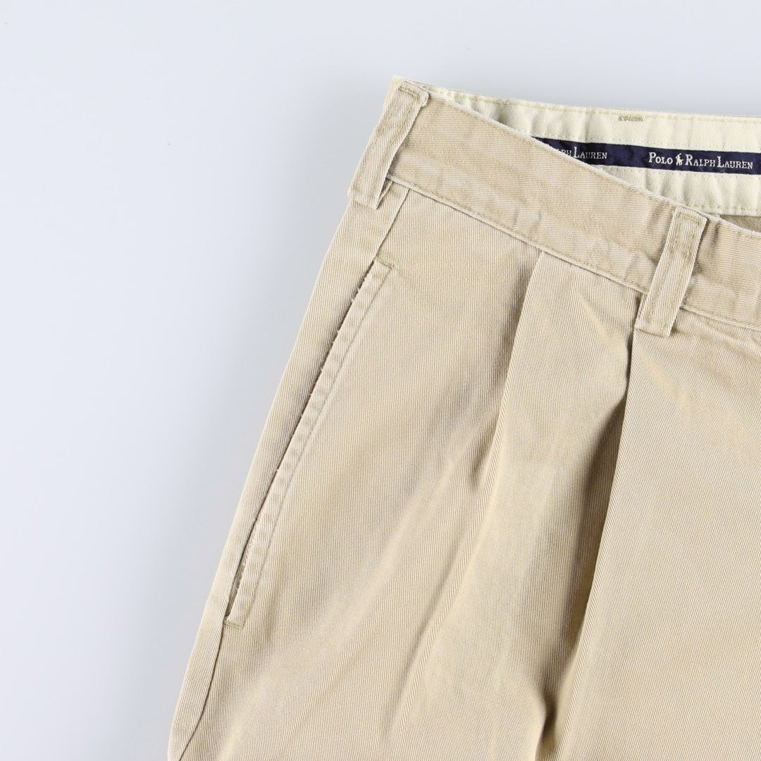 Ralph Lauren POLO by Ralph Lauren HAMMOND PANT, two-pleat chino pants, men's w35 equivalent cotton Beige type Vintage Second Hand