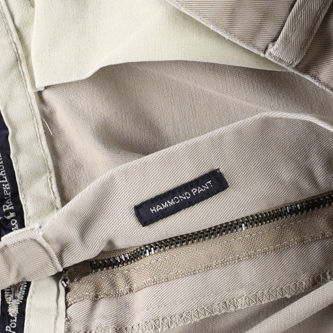Ralph Lauren POLO by Ralph Lauren HAMMOND PANT, two-pleat chino pants, men's w36 equivalent cotton Beige type Vintage Second Hand