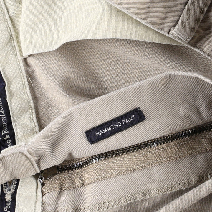 Ralph Lauren POLO by Ralph Lauren HAMMOND PANT, two-pleat chino pants, men's w36 equivalent cotton Beige type Vintage Second Hand