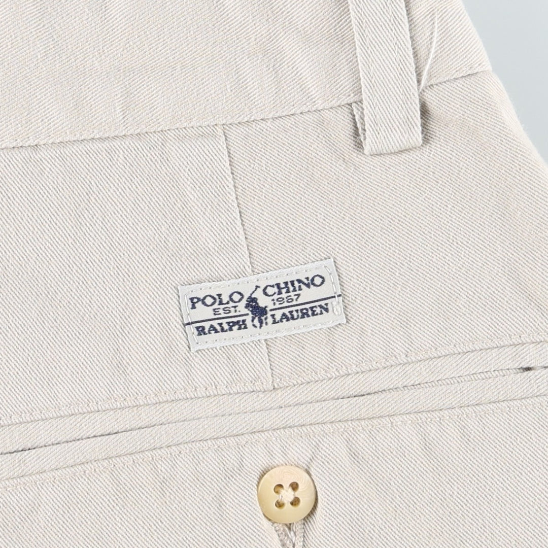 Ralph Lauren POLO RALPH LAUREN ANDREW PANT Two-pleat chino pants Men's size W32 cotton ivory Vintage Second Hand