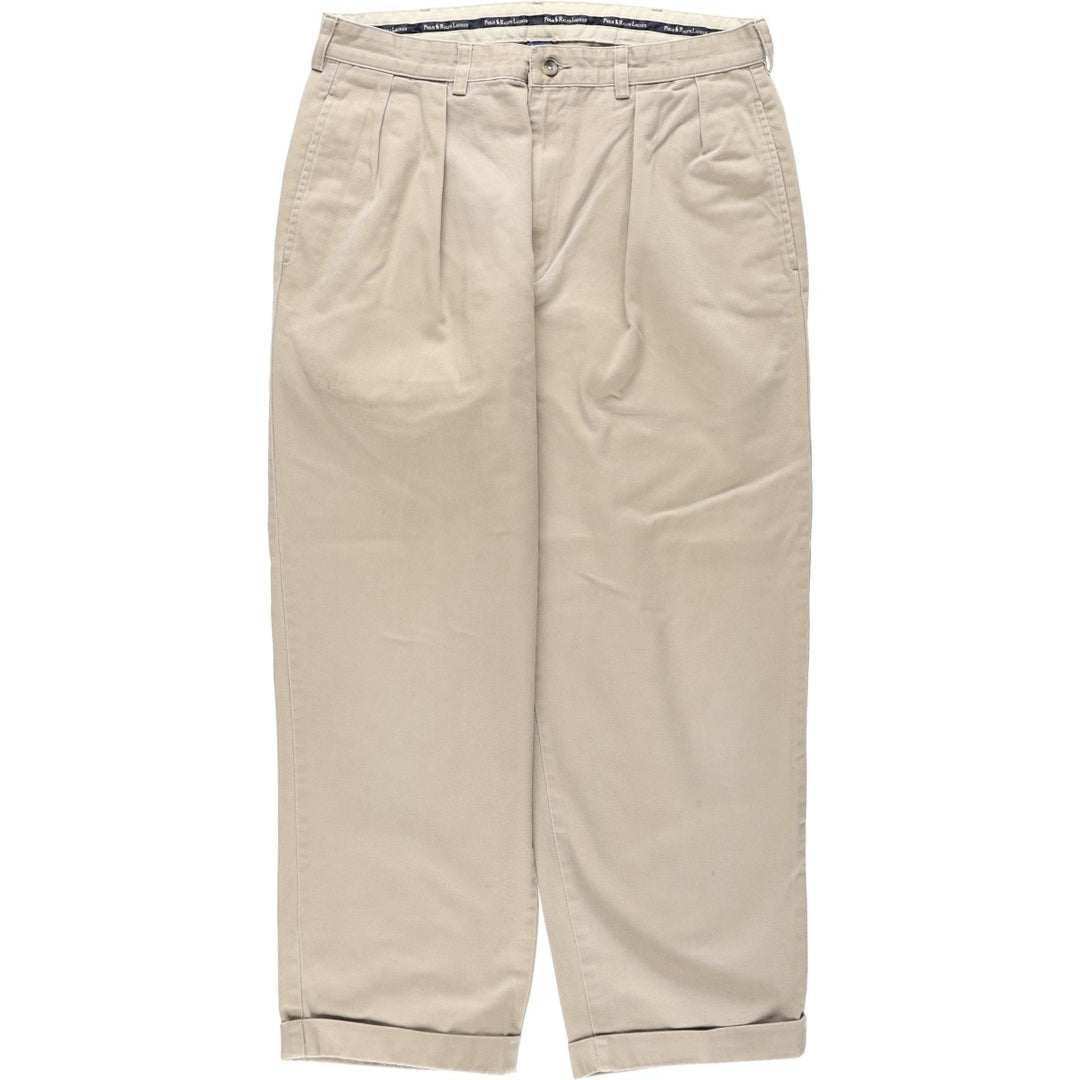 Ralph Lauren POLO by Ralph Lauren ANDREW PANT Two-pleat chino pants for men, equivalent to W34 cotton Khaki type beige Vintage Second Hand