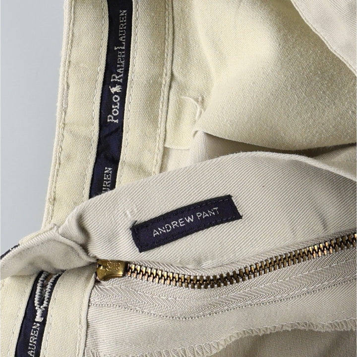 Ralph Lauren POLO RALPH LAUREN ANDREW PANT Two-pleat chino pants Men's size W32 cotton ivory Vintage Second Hand