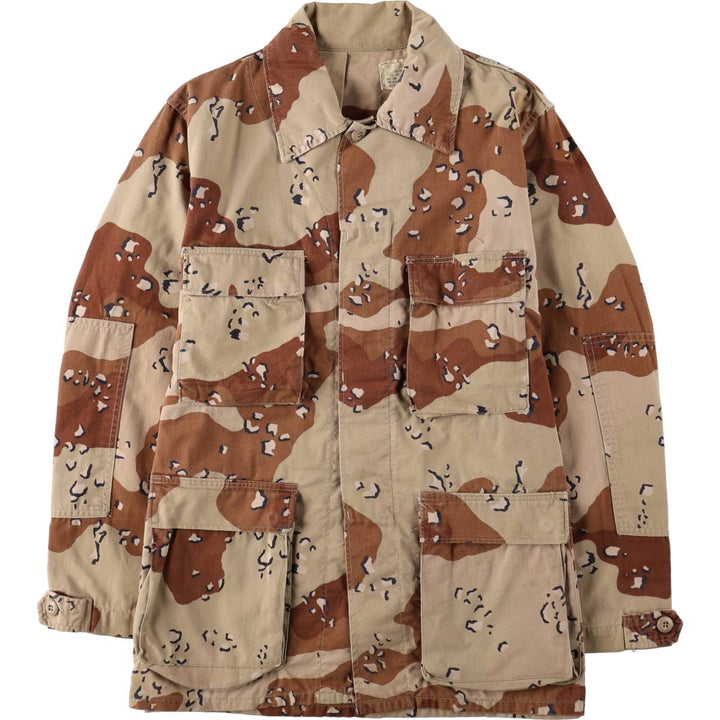 Authentic US military issue 1980'S camouflage pattern 6C desert chocolate chip camo BDU military jacket, made in USA, medium-long size (equivalent to men's M). Nylon Beige type Vintage Second Hand