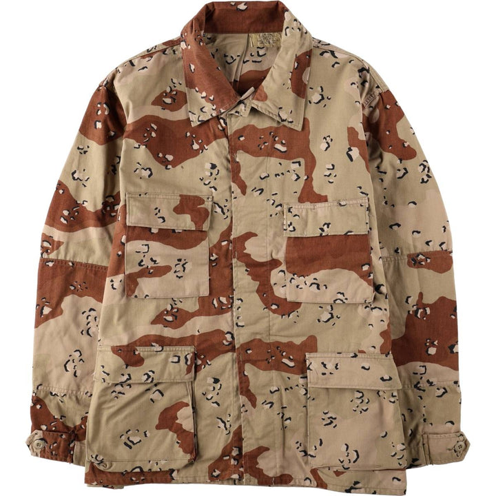Authentic US military issue, 1980'S camouflage pattern 6C desert chocolate chip camo BDU military jacket, made in USA, XLARGE REGULAR (equivalent to men's XL). Nylon Beige type Vintage Second Hand