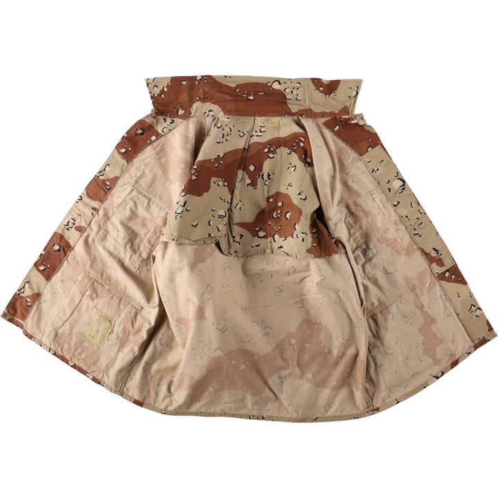 Authentic US military issue, 1980'S camouflage pattern 6C desert chocolate chip camo BDU military jacket, made in USA, XLARGE REGULAR (equivalent to men's XL). Nylon Beige type Vintage Second Hand