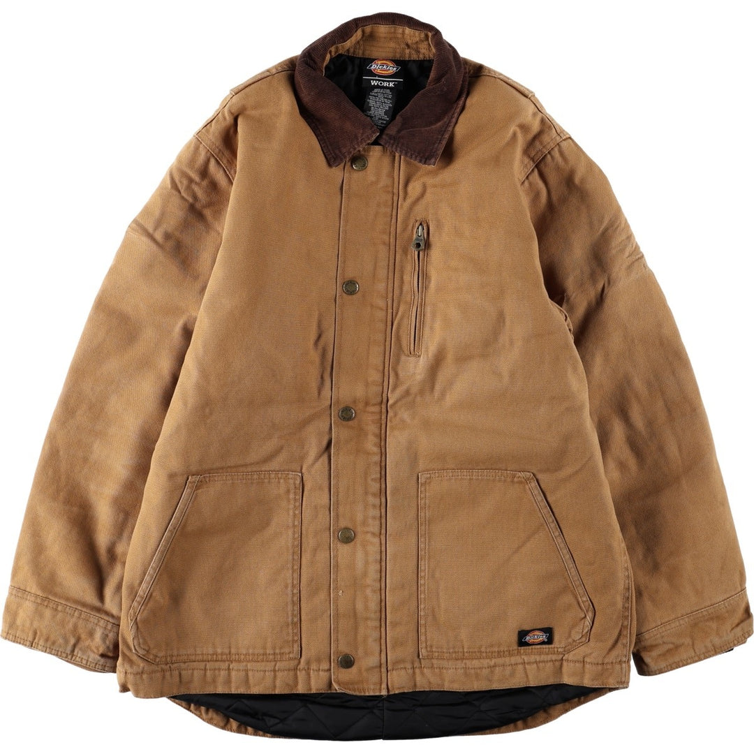 Dickies Ridgecoat-type padded duck work jacket, men's size M. cotton brown type Vintage Second Hand