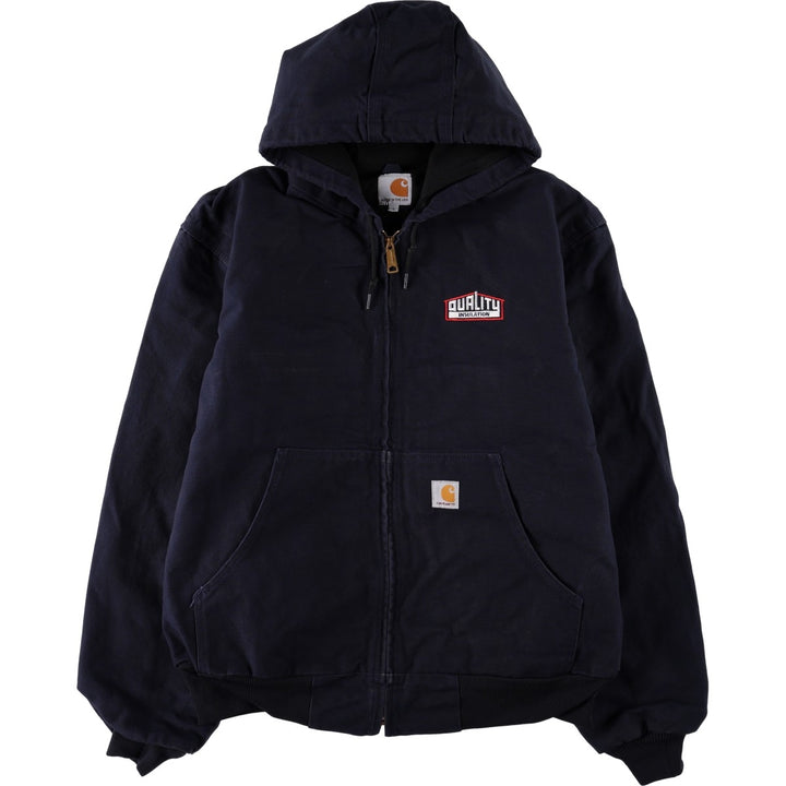 Carhartt Active Jacket Duck Full Zip Parka Made in USA Men's L size cotton navy blue type Vintage Second Hand