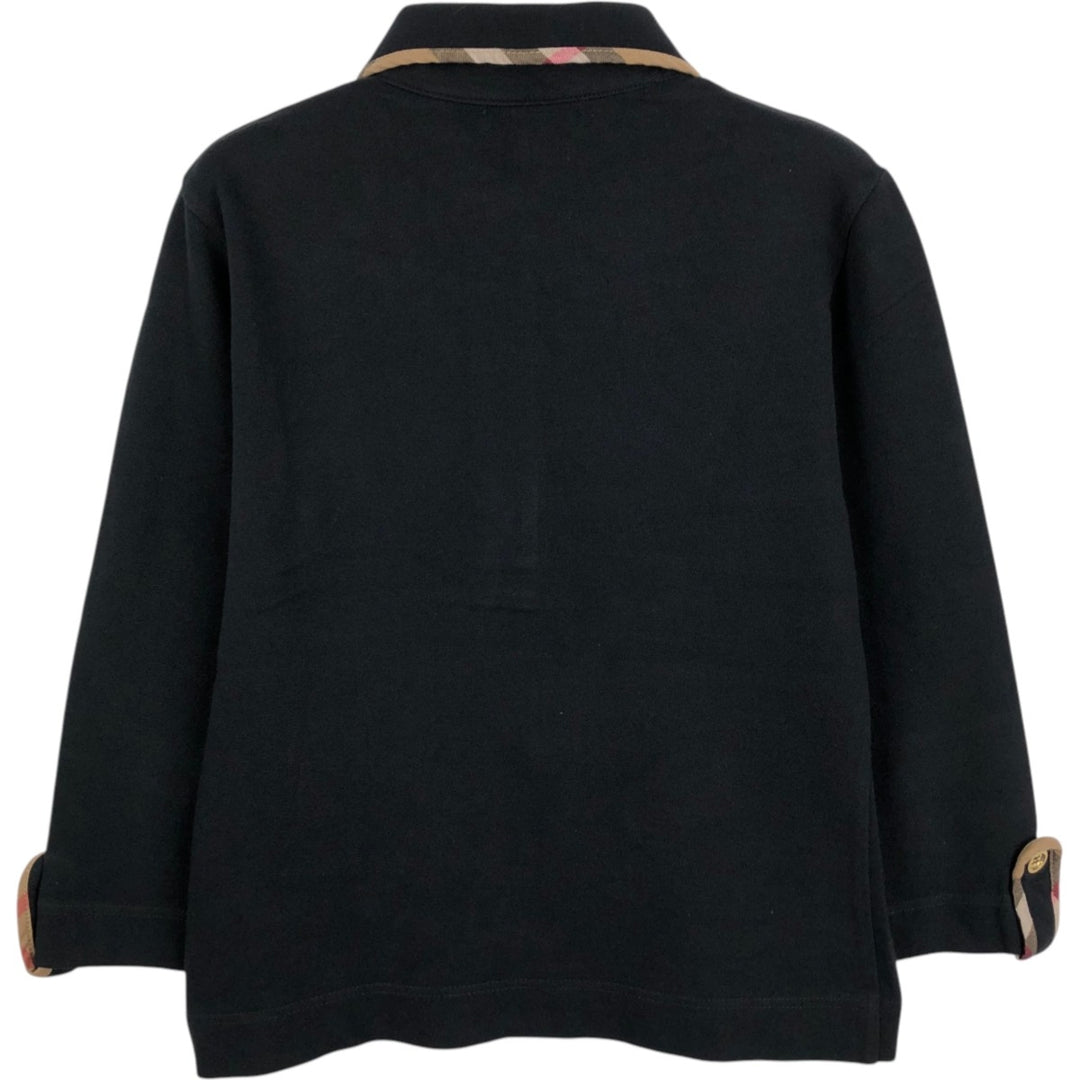 Burberry's London round collar, three-quarter sleeve polo shirt, women's size M (approx.) cotton black type Vintage Second Hand