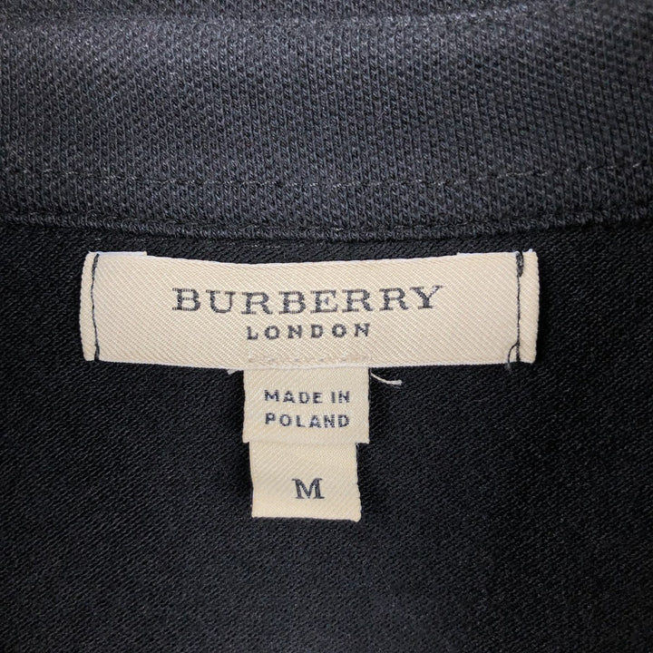 Burberry's London round collar, three-quarter sleeve polo shirt, women's size M (approx.) cotton black type Vintage Second Hand