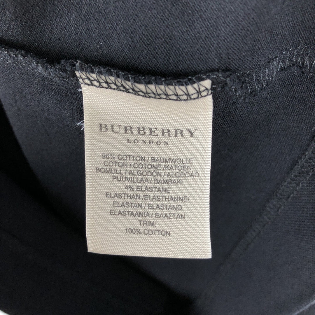 Burberry's London round collar, three-quarter sleeve polo shirt, women's size M (approx.) cotton black type Vintage Second Hand