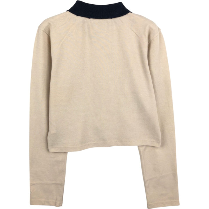 Playboy Missguided cropped long-sleeve polo shirt, women's size XS (approx.) polyester Beige type Vintage Second Hand