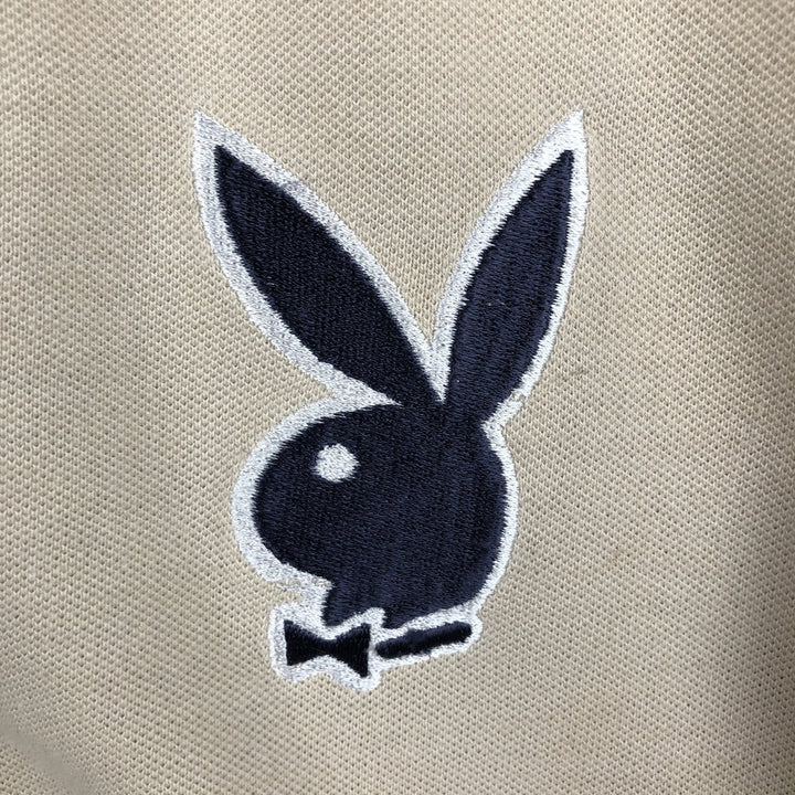 Playboy Missguided cropped long-sleeve polo shirt, women's size XS (approx.) polyester Beige type Vintage Second Hand