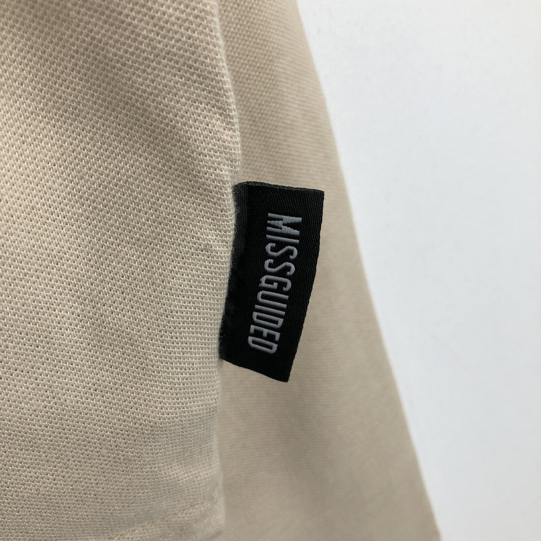 Playboy Missguided cropped long-sleeve polo shirt, women's size XS (approx.) polyester Beige type Vintage Second Hand