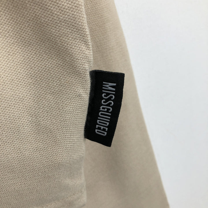Playboy Missguided cropped long-sleeve polo shirt, women's size XS (approx.) polyester Beige type Vintage Second Hand