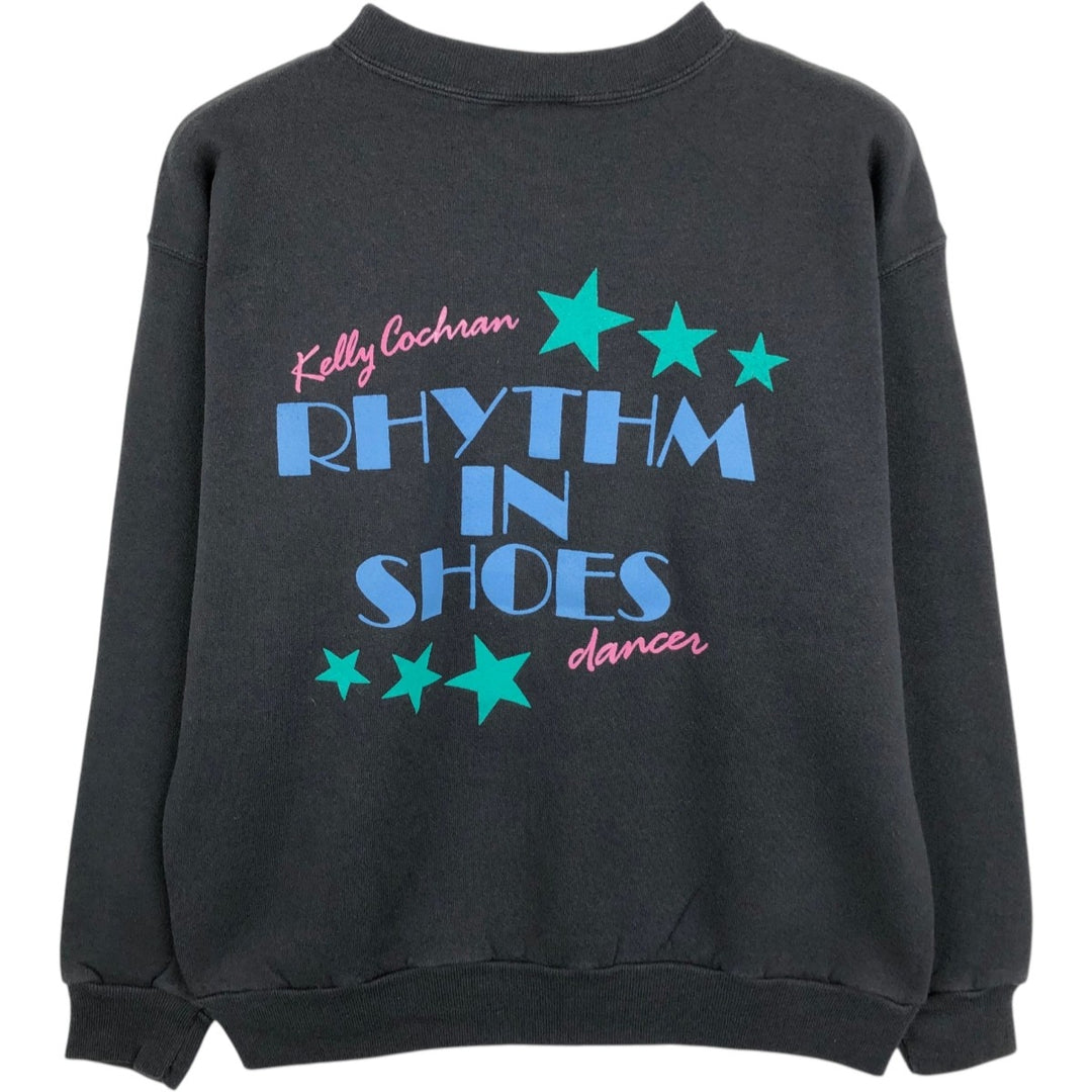 ~2000'S Hanes ACTIVEWEAR Printed Sweatshirt (Women's Size S) cotton Charcoal Vintage Second Hand