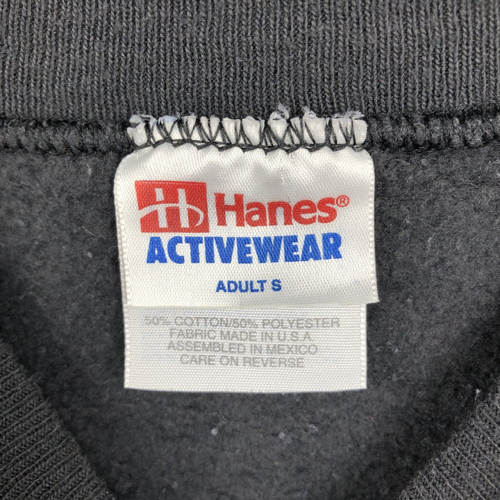 ~2000'S Hanes ACTIVEWEAR Printed Sweatshirt (Women's Size S) cotton Charcoal Vintage Second Hand