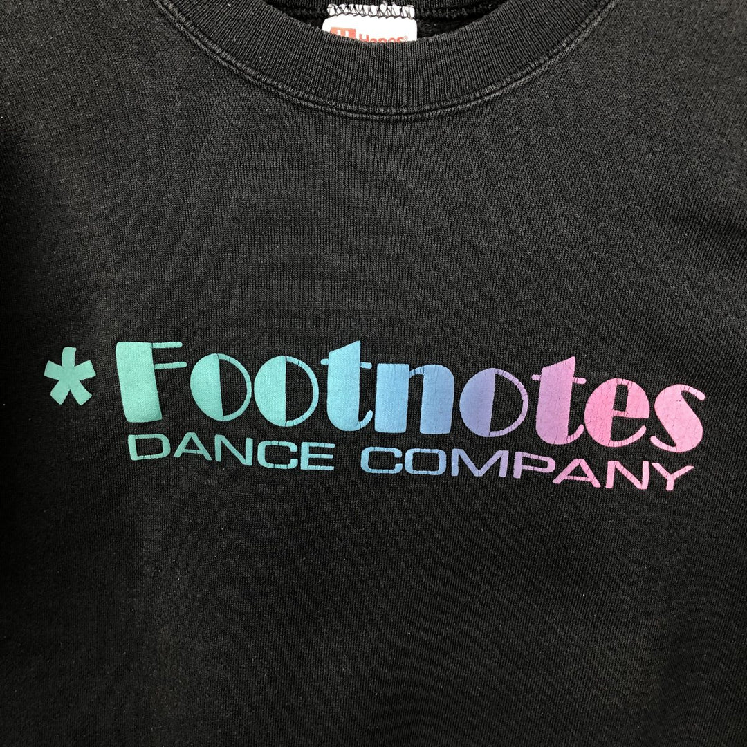 ~2000'S Hanes ACTIVEWEAR Printed Sweatshirt (Women's Size S) cotton Charcoal Vintage Second Hand