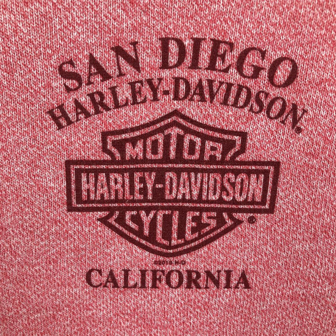 Harley-Davidson Skull Pattern Advertising Sweatshirt (Women's Size L) polyester pink type Vintage Second Hand