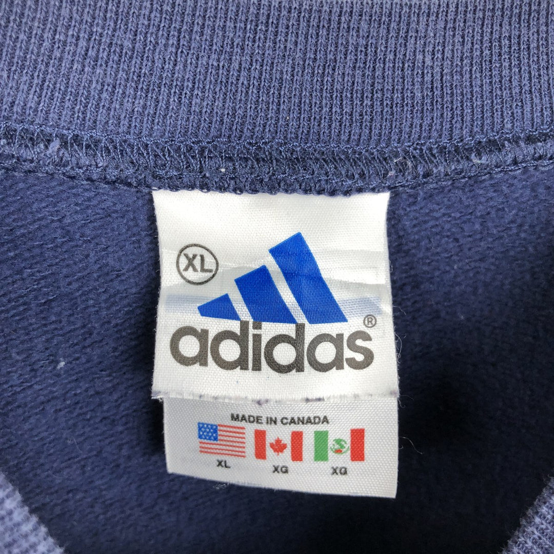 90s-00'S Adidas sweatshirt, made in Canada, women's size XL equivalent, vintage. cotton navy blue type Vintage Second Hand