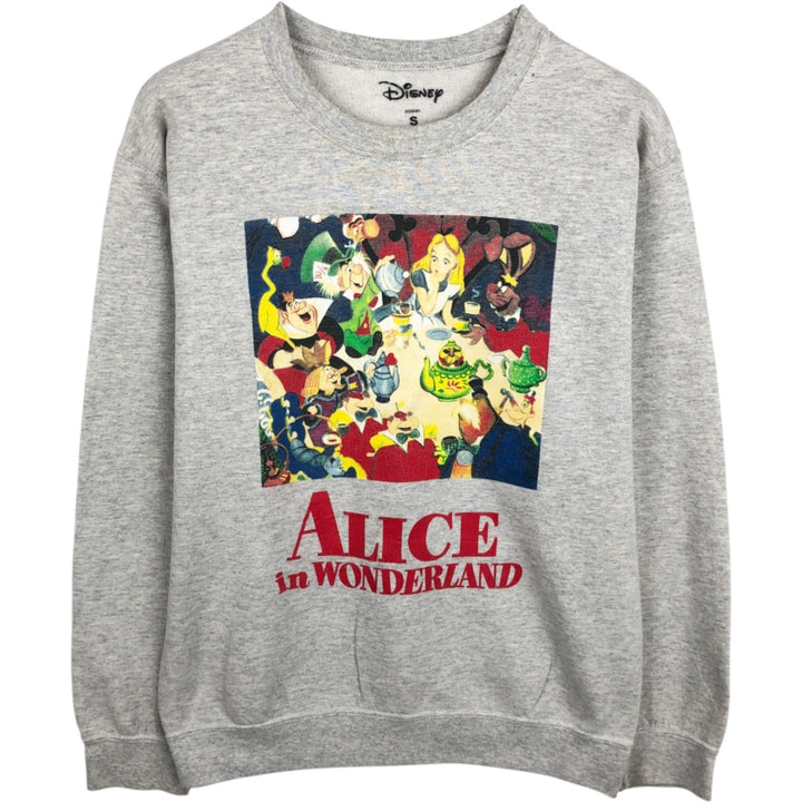 Disney ALICE in WONDERLAND Character Sweatshirt (Women's Size S) cotton gray type Vintage Second Hand