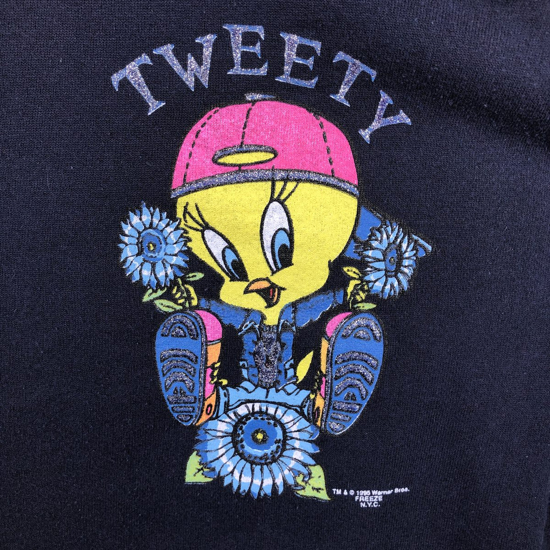 90'S Looney Tunes Tweety Character Sweatshirt, Women's Size L (approx.), Vintage unclear navy blue type Vintage Second Hand