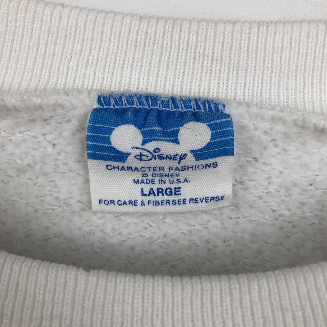 1980'S Disney Minnie Mouse Large Print Character Sweatshirt, Made in USA, Women's Size L (approx.) polyester white type Vintage Second Hand
