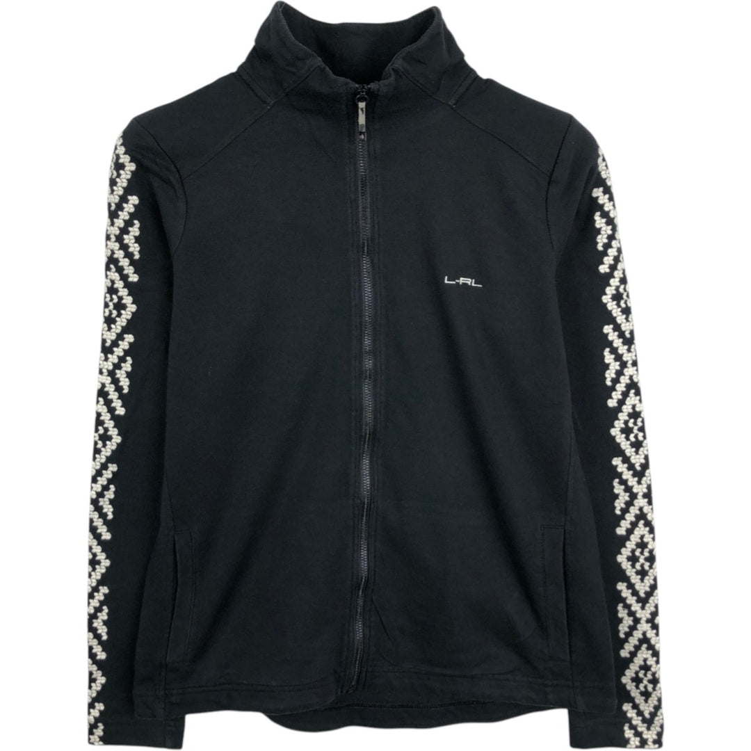 Ralph Lauren L-RL LAUREN ACTIVE Native Pattern Full-Zip Sweatshirt (Women's Size M) cotton black type Vintage Second Hand