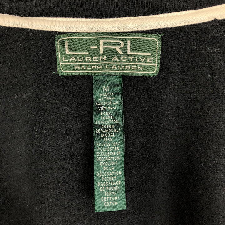 Ralph Lauren L-RL LAUREN ACTIVE Native Pattern Full-Zip Sweatshirt (Women's Size M) cotton black type Vintage Second Hand