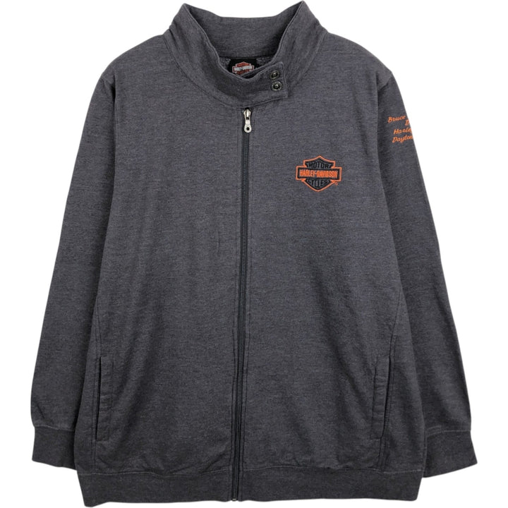 Harley-Davidson Motorcycle Full-Zip Sweatshirt (Women's Size XL) cotton gray type Vintage Second Hand